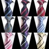 Nieuwe blauw gestreepte stropdassen Fashion Men Business Silk Neck Tie Classic Men's Stripe Jacquard Wove Wedding Party Man Ties Navy247H