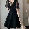 Dress Clothing Backless Female Dresses 2023 Open Back Black Midi Women's Dress Mesh Hot Luxury Xl Loose Sensual Sexy Promotion X Sale