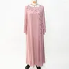 Vêtements ethniques Mousseline de soie rose Daimonds Maxi Robe pour femmes 2024 Ramadan Eid Soirée Robe de soirée Dubaï Abaya Musulman Kaftan Robes islamiques