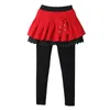 Inverno meninas saias quentes calças para crianças retalhos bowknot princesa leggings crianças calças de dança bolo saia calças 240226