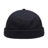 ユニセックスドッカーセーラーバイカーキャップメン調整可能なカジュアルブリムレスループビーニーハットソリッドメンハットサマーゴロ女性帽子Y251O