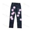 Jeans pour hommes en jean jeans rétro lourd ch cross applique broderie haute taille en taille droite