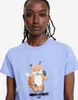 Våren och sommaren ny nisch Small Fox Animal Letters Tryckt Cotton Round Neck Women's Short Sleeve T-shirt Kvinnor