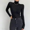 T-Shirts New Basic Turtleneck Long Sleeve Women Tshirt Autumn Winter Long Sleeve Slim Stretch Tops Ladies Sexy Allmatch Tees