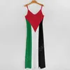 Casual Dresses Palestine Flag Print Sleeveless Long Dress Women's V-Neck Printed Swing Retro