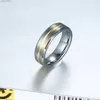 Band Rings 6mm Tungsten Steel Mens and Womens Wedding Rings Gold Line Silver Color Ring Jewelry L240305