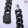 Hiphop 10mm 12mm 14mm VVS Link Sterling Sier Iced Out Black Moissanite Diamond Hip Hop Cuban Chain