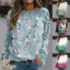 Pullovers Autumn Winter Women's Round Neck Retro Top Design New Design Pullover Simple Style Tee Shirt كل يوم