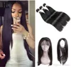 8A cheveux brésiliens vierges cheveux pré plumés 360 frontal avec faisceaux cheveux raides tisse 360 dentelle frontale avec faisceaux HC 360 dentelle 8441534