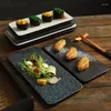 Assiettes de luxe en céramique sous glaçure, assiette rectangulaire plate japonaise pour Sushi BBQ, Restaurant créatif Dim Sum gâteau dîner