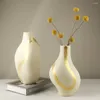 Vases Moderne Minimaliste Abstrait Corps Vase Décoratif En Céramique Hydroponique Fleur Réceptacle Jolie Jardinière Avec Une Ligne Dorée