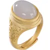 Anillos de racimo Grado superior Grisáceo Púrpura Jade Anillo ovalado para dama Accesorios de aniversario Temperamento 925 Joyería ajustable de plata