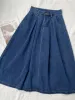 Dresses Ly Varey Lin New Spring Summer Denim Skirts Women Casual High Waist Aline Skirts Lady Loose Vintage Dark Blue Skirts