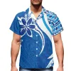 Elbise Polinezya Tonga Hawaii Fiji Guam Samoan Pohnpei Kabile Dövme Mavi Baskılar Çift Giysiler Takımlar Kadınlar Elbise Eşleştiren Erkekler Gömlek