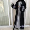 Abbigliamento etnico Abaya in mussola per donna Abito Dubai Cardigan ricamato in pizzo a mosaico Musulmano Caftano in poliestere sciolto Moda femminile