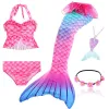 Swimwear Fantasy Children Mermaid Tails Swimming Party Cosplay Costumes Halloween Little Mermaid Girls Swimsuit Bikini Set Bathing Suit