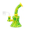 1 pc, 7in, glazen bubbler met vaste diffuser downstem waterpijp bongs, menselijk skelet en kleurrijke lijnen met gloed in donker, borosilicaatglas, handgeschilderde, glazen waterpijp