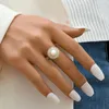 Cluster Rings European And American Border Jewelry Fashion Personality Open Pearl Ring Design Sweet All