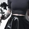 spódnica błyszcząca skórzana skórzana talia plisowana mini spódnica Kobieta letnia wiosna moda czarna spódnica z aline y2K Skort Ubrania