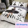 Duvet Cover Fashion Brand Light Luxury High Sense Ice Silk Four-Piece Set Washed Silk Slip Quilt Cover Bed Sheet Fitted Sheet