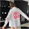 Womens Blouses Shirts E Designer Fashion Spring/Summer New Classic Letter Printing Embroidery High End Lapel White Shirt Loose Drop De Otiqw