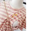 Supplies Summer Style Striped Embroidery Smiley Breastfeeding Dress For Pregnant Woman Short Sleeve Cotton Maternity Clothes 9129F