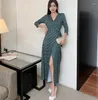 Casual Dresses Summer Autumn Robe Femmes For Women 2024 V Neck Wrap Long Sleeve Boho Midi Vestidos Tie Waist A Line Beach Sun