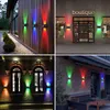 Appliques murales solaires extérieures haut et bas lampe RGB applique murale déco lumière pour mur extérieur Garage cour Patio