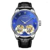 Orologi da polso AESOP Doppio Tourbillon Orologio meccanico da uomo Manuale Acciaio inossidabile Luminoso Zaffiro Uomo Pelle d'affari Reloj Hombre