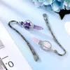 Vintage Silver Metal Bookmarks for Women Amethyst Rose Quartz Crystal Points Merkaba Star Pendant Bookmarks for Girl 240227