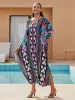 Cover-up Butterfly Beach Dresses Geometric Printed Kaftans for Women Maxi Robe Swimsuit Cover Ups Holiday Beachwear Hot Sales