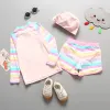 Swimwear Girl's Swimsuit Rash Guard Girl Child Long Sleeves Toddler Swimwear Children's Bathing Suit 3 Pieces UV Protection Swimming Wear