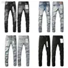 Jeans para hombres Diseñador para hombre Púrpura para hombres Pantalones de mezclilla Moda para mujer Tendencias de la marca Púrpura Distressed Black Ripped Biker Slim Fit Pantalones de chándal de motocicleta 240305