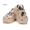 Women's Fashion Diy Clogs Platform Sandals 2024 Summer Thick Bottom Garden Shoes for Women Closed Toe Chunky Beach Slippers