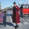 Trench vintage vino rosso elegante trench doppiopetto di media lunghezza con fasce donna blu scuro kaki nero cappotto sciolto casual autunno