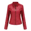Vestes Manteau de moto pour femmes café rouge veste en simili cuir femmes Moto Biker veste à glissière marine violet marron Chaqueta Jaqueta Couro