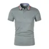 Polo d'été pour hommes, haut de gamme, mode décontractée, manches courtes, col et poignets tricotés, couleur assortie, chemise respirante 240305