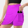 Saias Sólidas Brilhantes Neon Rosa Cor Saia Feminina com Bolso Escondido Tênis Golf Badminton Running