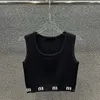 クロップドトップスノースリーブレターTシャツ女性ニットスポーツトップスタンクトップセクシーヨガティー