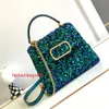 3D embroidered shiny sequin handbag high quality chain fashion shoulder cross body Designer bags genuine leather D0042