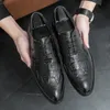 Brown Men Dress Shoes Stone Grain Oxfords Square Toe Lace-up Black Business Mens Shoes Size 38-45