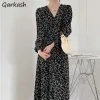 Dress Long Sleeve Dress Women Chiffon French Style Elegant Romantic Vneck Allmatch Aline Stylish Vintage Floral Ins Chic Popular