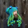 Bonnet Crâne Caps Octopus Tricot Chapeaux Tissage À La Main Bonnet Chapeau Dégradé Barbe Tentacule Cosplay Partie Drôle Couvre-chef Hiver Chaud Couples278D