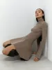 Платье однотонное вязаное мини-платье с длинными рукавами для женщин 2023 шикарная водолазка трапециевидной формы платья-свитера осенние женские уличные платья