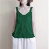 Lente Zomer Spaghetti Band Tops Dames Mouwloze V-hals Bloemen Borduren Tank Top Camis Wit Zwart T-shirt