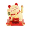 New Solar Powered Maneki Neko Welcoming Chinese Lucky Waving Hand Beckoning Fortune Cat Figurines For Car Home De D2y7