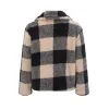 Vestes Vente chaude vestes pour femmes grande taille à manches longues fermeture éclair revers polaire veste chaud Plaid moelleux manteau automne hiver manteau pour les femmes