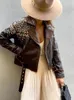 Veste en cuir pour femmes, Design de luxe, diamants faits à la main, Vintage, fermeture éclair véritable, haute qualité, Punk, peau de vache véritable, M2024