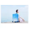 Suitcases Net Red Gradient Blue Bubble Luggage Double-layer Transparent PC Shell 20 Inch Cabin Box Universal Wheel Combination Lock