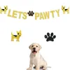 Hondenkleding LET'S PAWTY Banners Goud Kleur Poot Wimpel Bunting Garland Banner Voor Huisdier Feestdecoratie Verjaardag Vlag Hangend Speelgoed